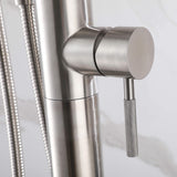 Freestanding 304 Stainless Steel Outdoor Shower with Rainfall Head Hand Shower and Shelf