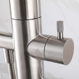 Freestanding 304 Stainless Steel Outdoor Shower with Rainfall Head Hand Shower and Shelf