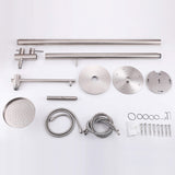 Freestanding 304 Stainless Steel Outdoor Shower with Rainfall Head Hand Shower and Shelf