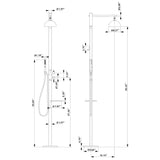 Freestanding 304 Stainless Steel Outdoor Shower with Rainfall Head Hand Shower and Shelf