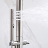 Freestanding 304 Stainless Steel Outdoor Shower with Rainfall Head Hand Shower and Shelf