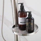 Freestanding 304 Stainless Steel Outdoor Shower with Rainfall Head Hand Shower and Shelf