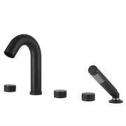 5-Hole Deck-Mount Roman Tub Faucet with Hand Shower and Swivel Tub Spout