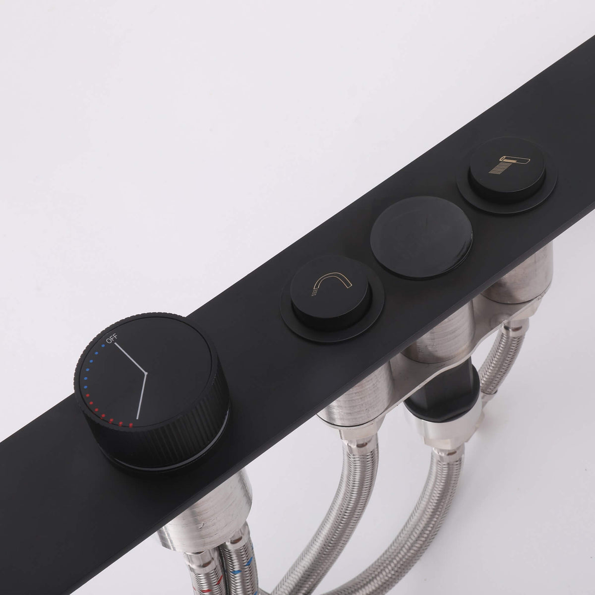 Digital Temperature Display Deck-Mounted Waterfall Tub Faucet with Hand Shower