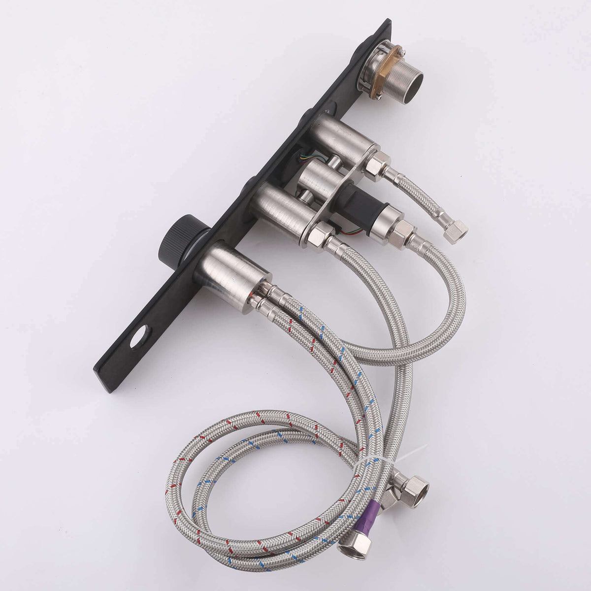 Digital Temperature Display Deck-Mounted Waterfall Tub Faucet with Hand Shower
