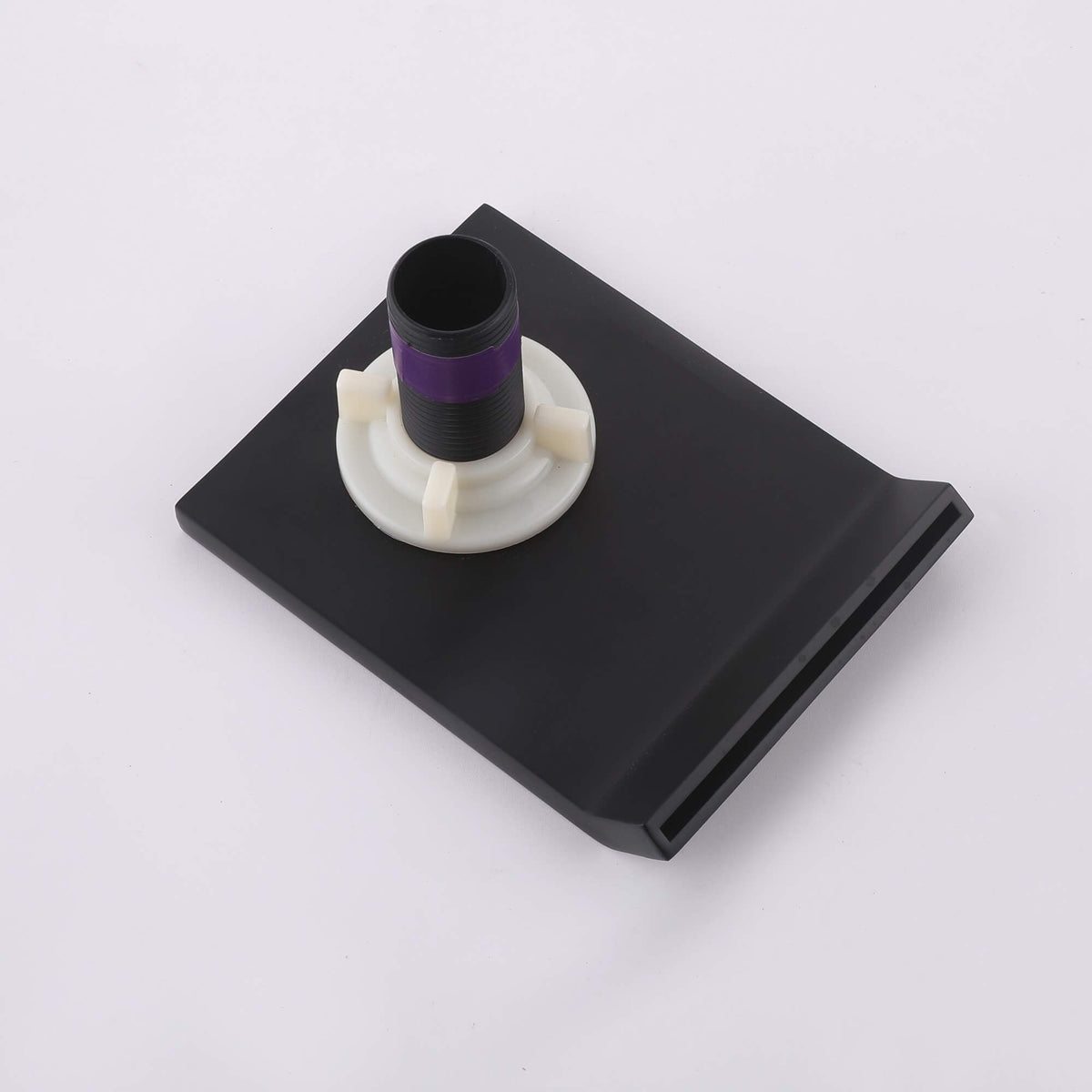 Flat Waterfall Deck-Mounted Bathtub Faucet with Textured Control Knobs and Hand Shower