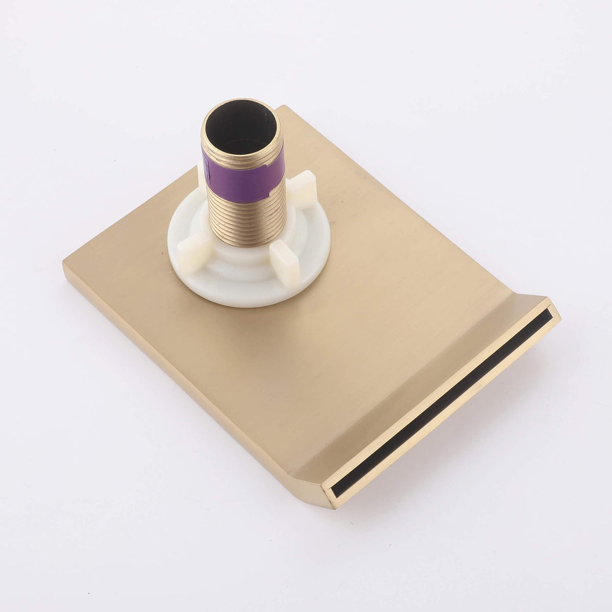 Flat Waterfall Deck-Mounted Bathtub Faucet with Textured Control Knobs and Hand Shower