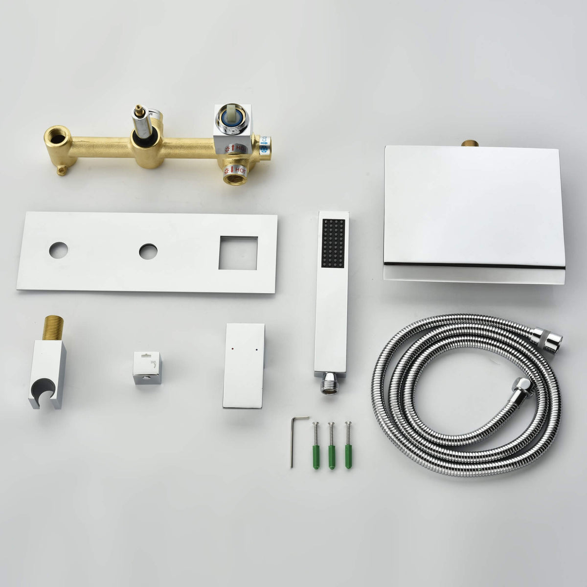 Wall-Mounted Waterfall Tub Filler with Hand Shower Solid Brass Bathtub Faucet