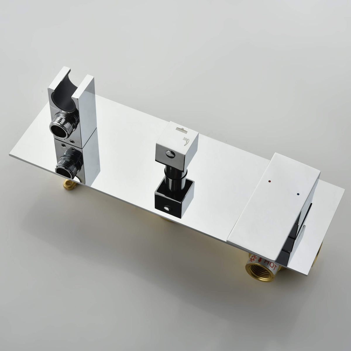 Wall-Mounted Waterfall Tub Filler with Hand Shower Solid Brass Bathtub Faucet