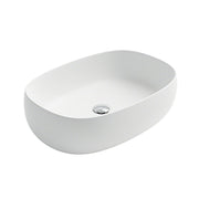 23-Inch Bathroom Oval Vessel Sink Solid Surface Stone Resin Countertop Basin with Pop-Up Drain