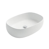 23-Inch Bathroom Oval Vessel Sink Solid Surface Stone Resin Countertop Basin with Pop-Up Drain