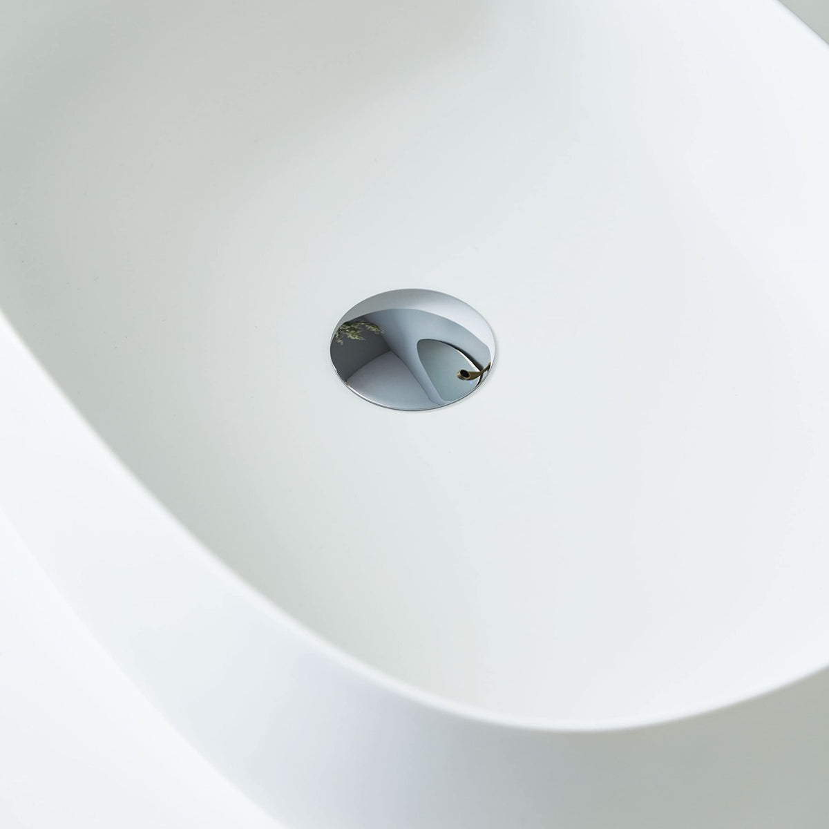 23-Inch Bathroom Oval Vessel Sink Solid Surface Stone Resin Countertop Basin with Pop-Up Drain