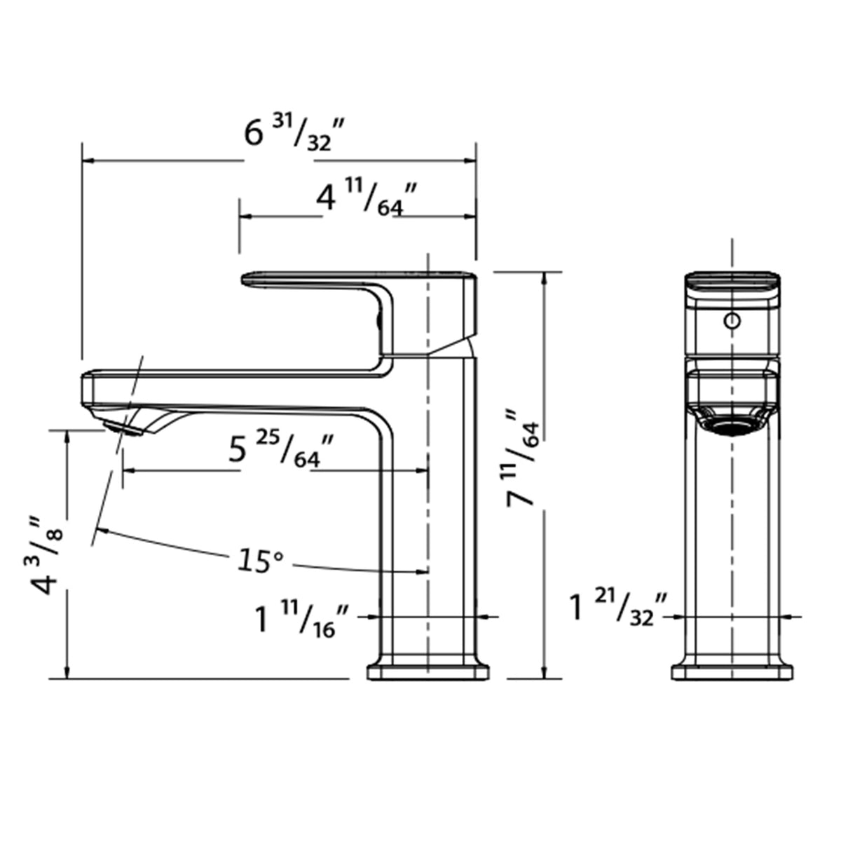 Modern Square Single-Hole Bathroom Faucet