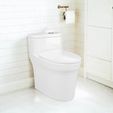 Dual Flush Elevated Standard One Piece Toilet for Bathroom Comfort Height in White