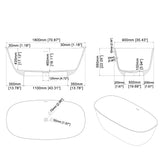 Stone Resin Solid Surface Freestanding Bathtub Modern Soaking Stand Alone Tub