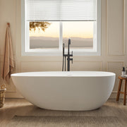 stone resin freestanding soaking tub with drain and overflow
