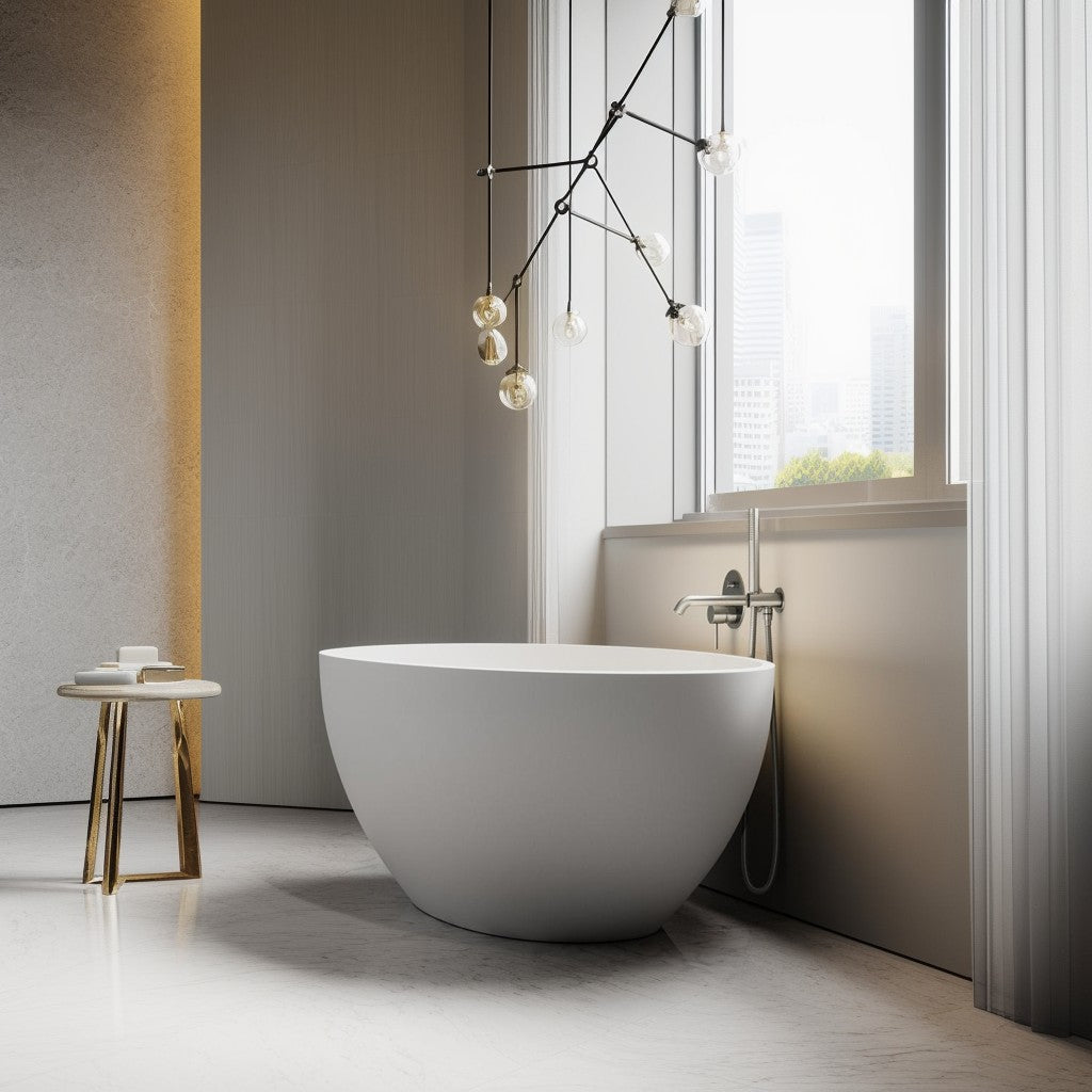 Slip-Resistant Stone Resin Freestanding Soaking Bathtub