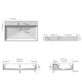 Matte White Wall-Mounted Bathroom Sink Stone Resin Rectangular Basin with Drain