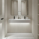 48-Inch Solid Surface Stone Resin Wall-Mounted Floating Double-Faucet Trough Bathroom Sink