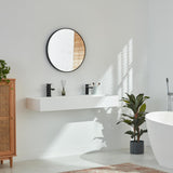 48-Inch Solid Surface Stone Resin Wall-Mounted Floating Double-Faucet Trough Bathroom Sink