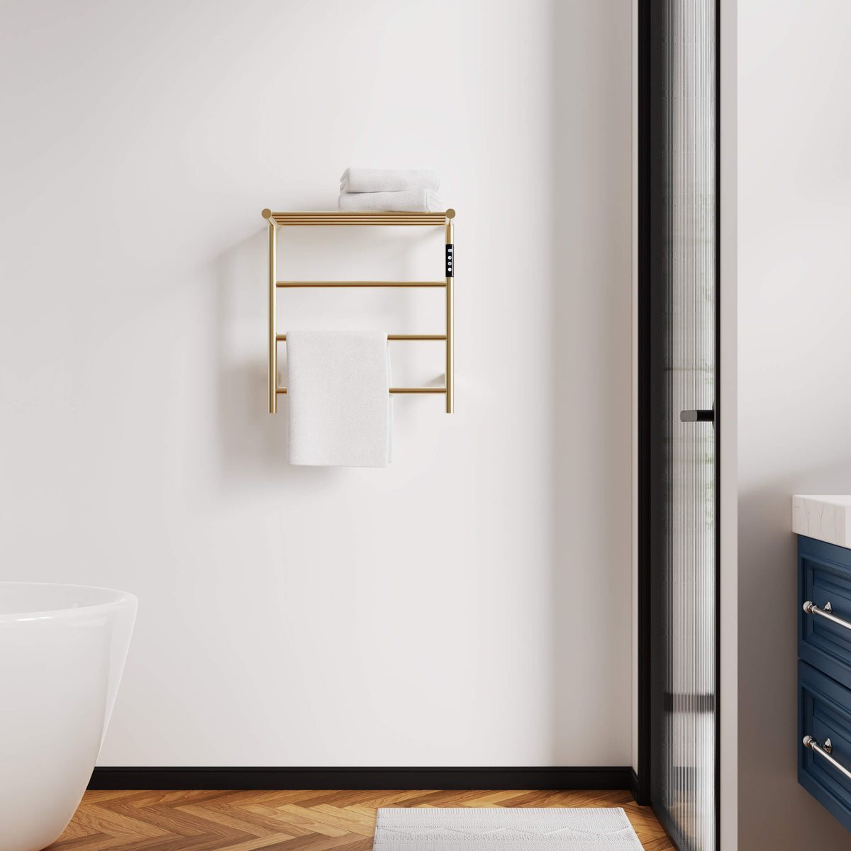 Heated Towel Rack with Shelf Smart Touchscreen and Rapid Heating