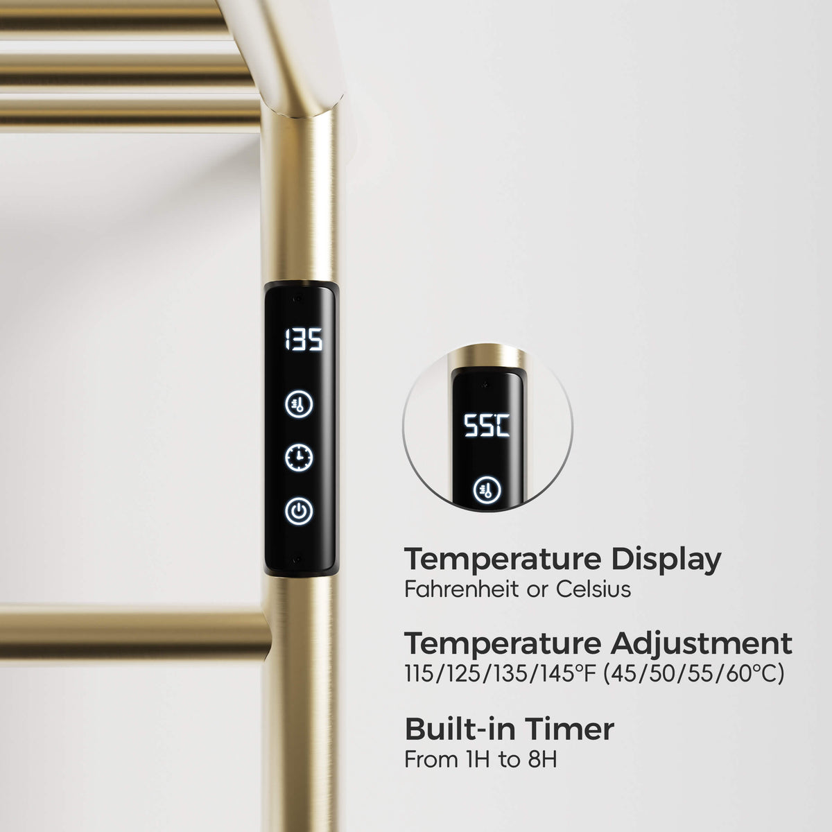 Heated Towel Rack with Shelf Smart Touchscreen and Rapid Heating