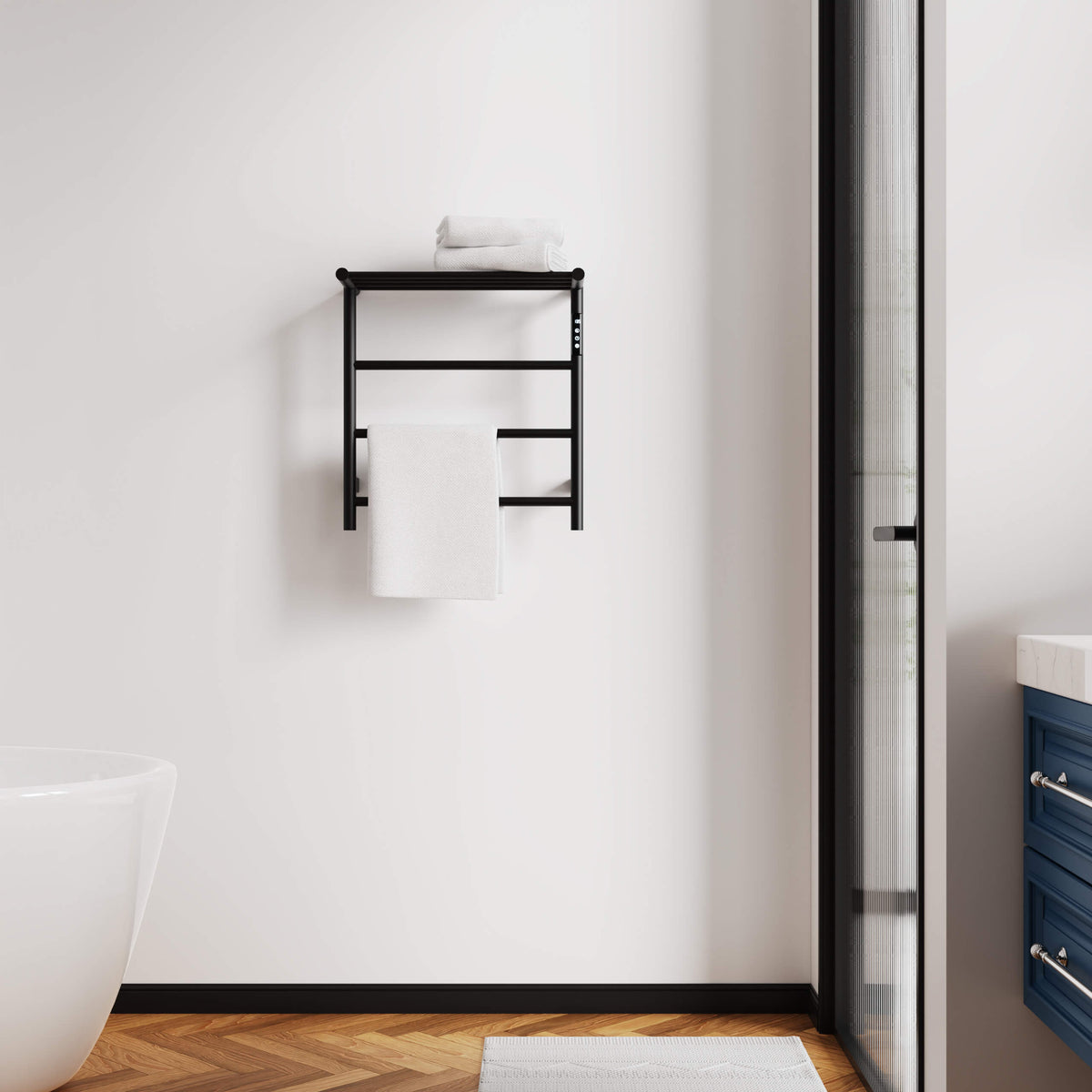 Heated Towel Rack with Shelf Smart Touchscreen and Rapid Heating