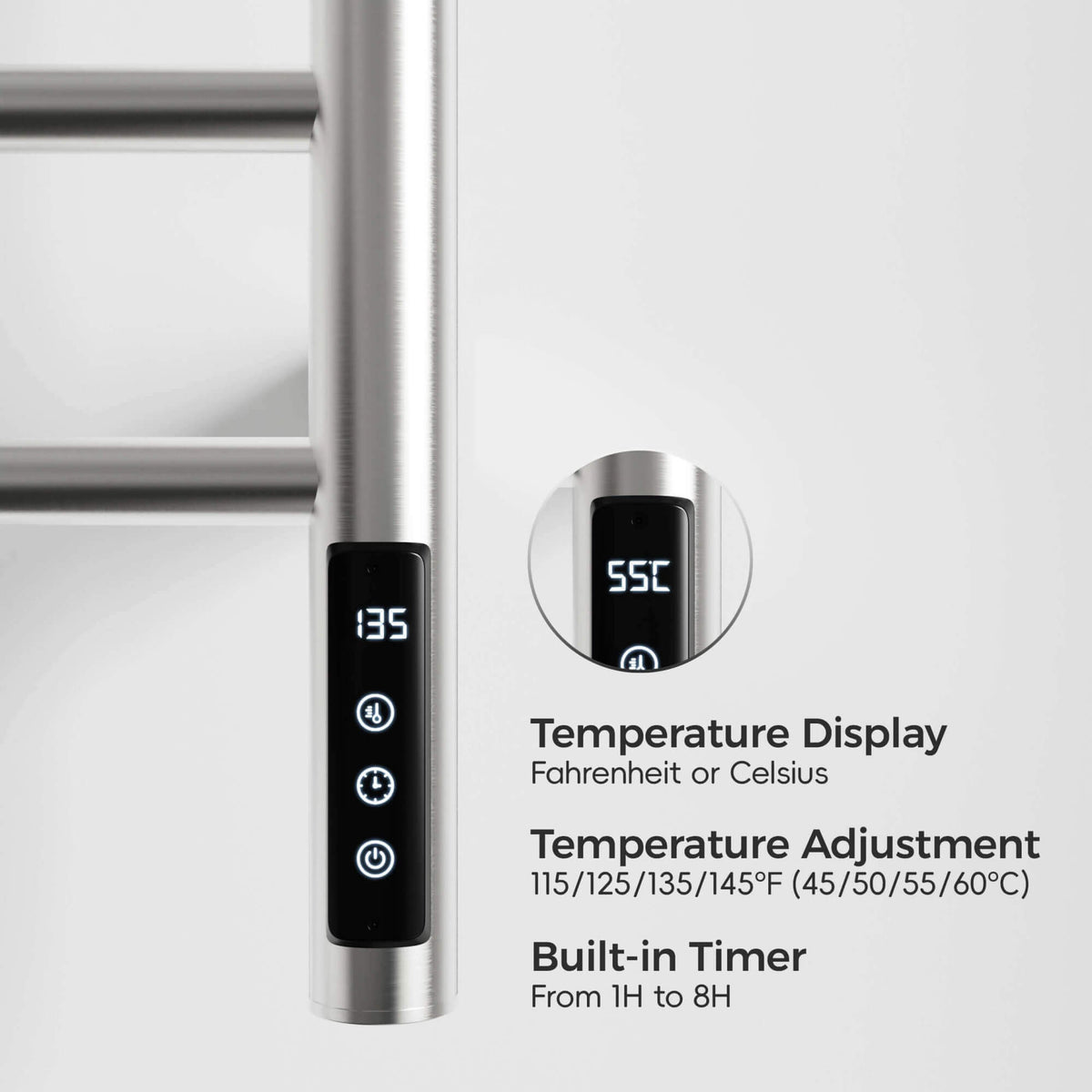 Towel Warmer Wall Mounted Electric Heated Towel Rack 304 Stainless Steel