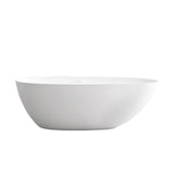 67 in. Composite Solid Surface Beveled Edge Flatbottom Egg Shape Bathtub in Matte White