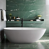 67 in. Composite Solid Surface Beveled Edge Flatbottom Egg Shape Bathtub in Matte White