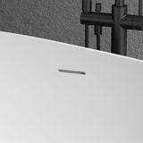 63 in. Artificial Stone Resin Solid Surface Matte Freestanding Bathtub in White with Pop-up Drain and Hose