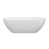 69 in. Modern Bathtub Solid Surface Stone Resin Oval-shaped Freestanding Soaking Tub with Pop-up Drain and Hose