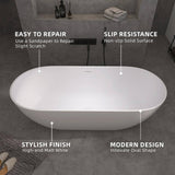 59 in. Modern Acrylic Freestanding Bathtub Contemporary Standalone Tub Luxurious Soaking Experience Oval Solid Surface Bathtub