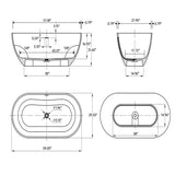 59 in. Modern Acrylic Freestanding Bathtub Contemporary Standalone Tub Luxurious Soaking Experience Oval Solid Surface Bathtub