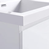 24" White Wall Mount Bathroom Vanity Floating Vanity with Sink and Two Drawers Bathroom Cabinet