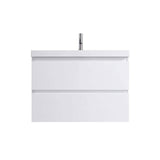 Minimalist 30-Inch Floating Vanity in Gloss White with Dual Storage Drawers