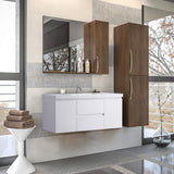 Elegant 48" Floating White Vanity with Sink, Drawers & Cabinets