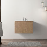 Minimalist 30-Inch Floating Vanity in Gloss White with Dual Storage Drawers