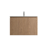 Minimalist 30-Inch Floating Vanity in Gloss White with Dual Storage Drawers