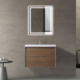 Minimalist 30-Inch Floating Vanity in Gloss White with Dual Storage Drawers