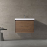 Minimalist 30-Inch Floating Vanity in Gloss White with Dual Storage Drawers