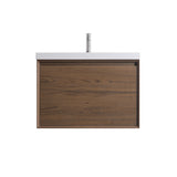 Minimalist 30-Inch Floating Vanity in Gloss White with Dual Storage Drawers