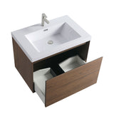 Minimalist 30-Inch Floating Vanity in Gloss White with Dual Storage Drawers