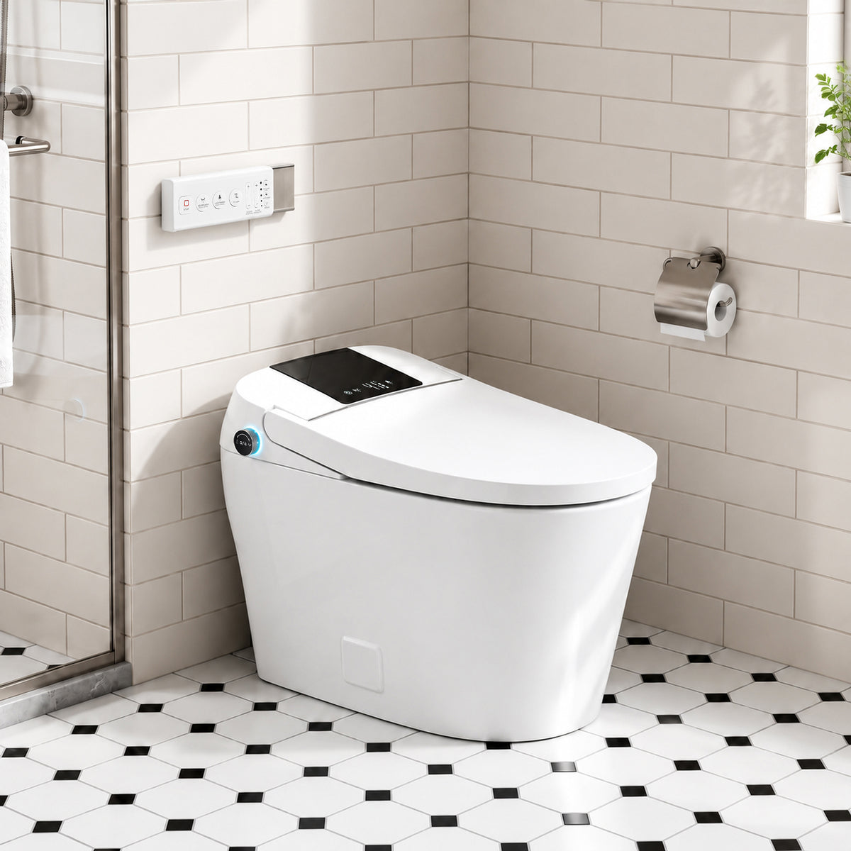 One-Piece Smart Bidet Toilet with Built-In Water Tank & Auto Open Lid