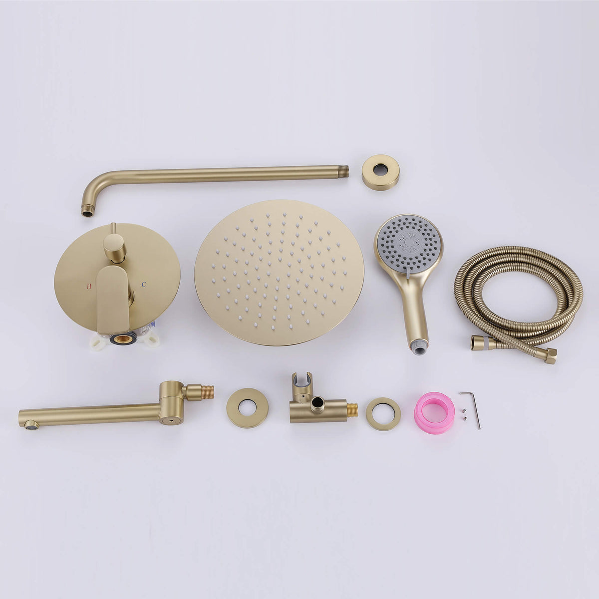 3-Function Round Rain Shower System with Handheld Shower & Tub Spout