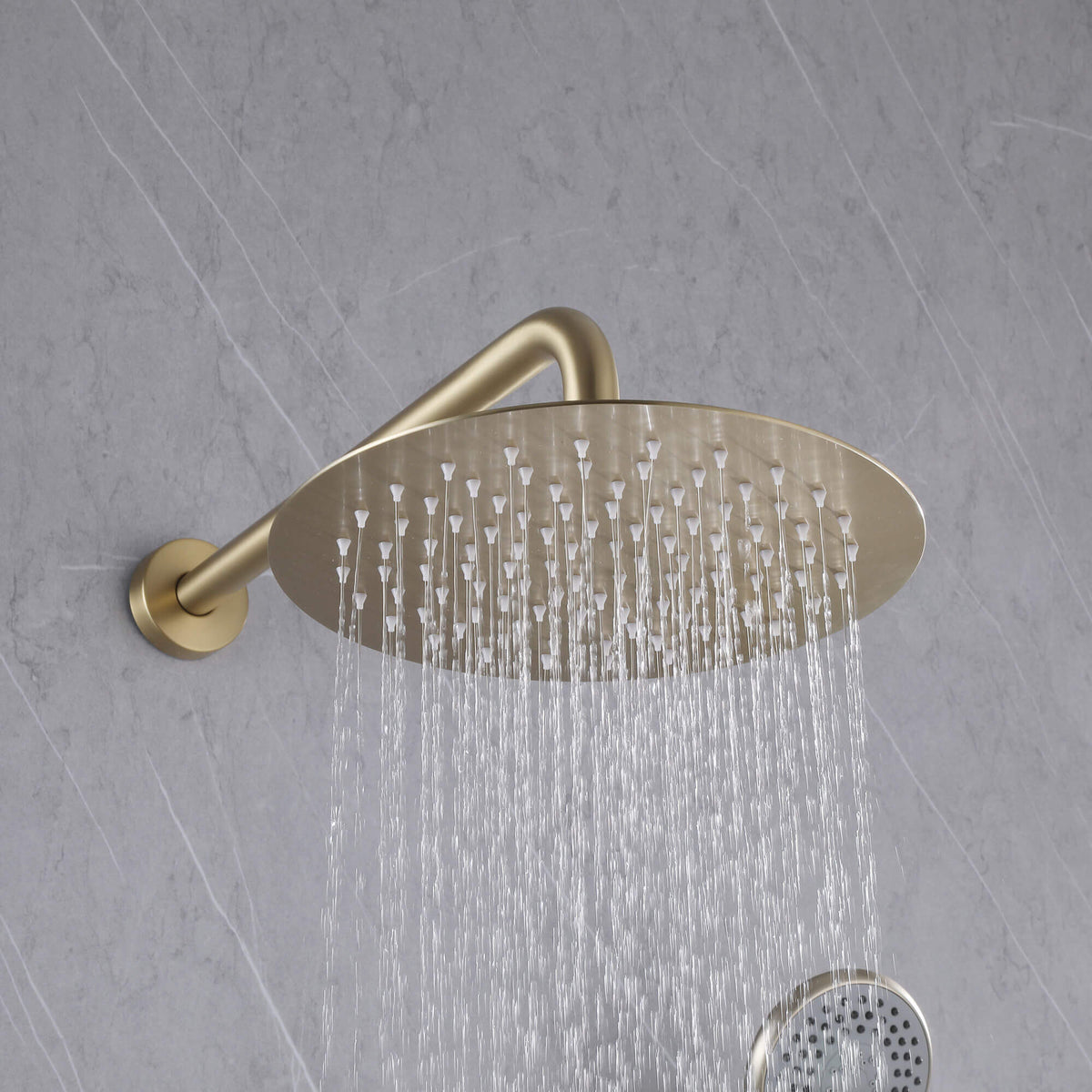 3-Function Round Rain Shower System with Handheld Shower & Tub Spout
