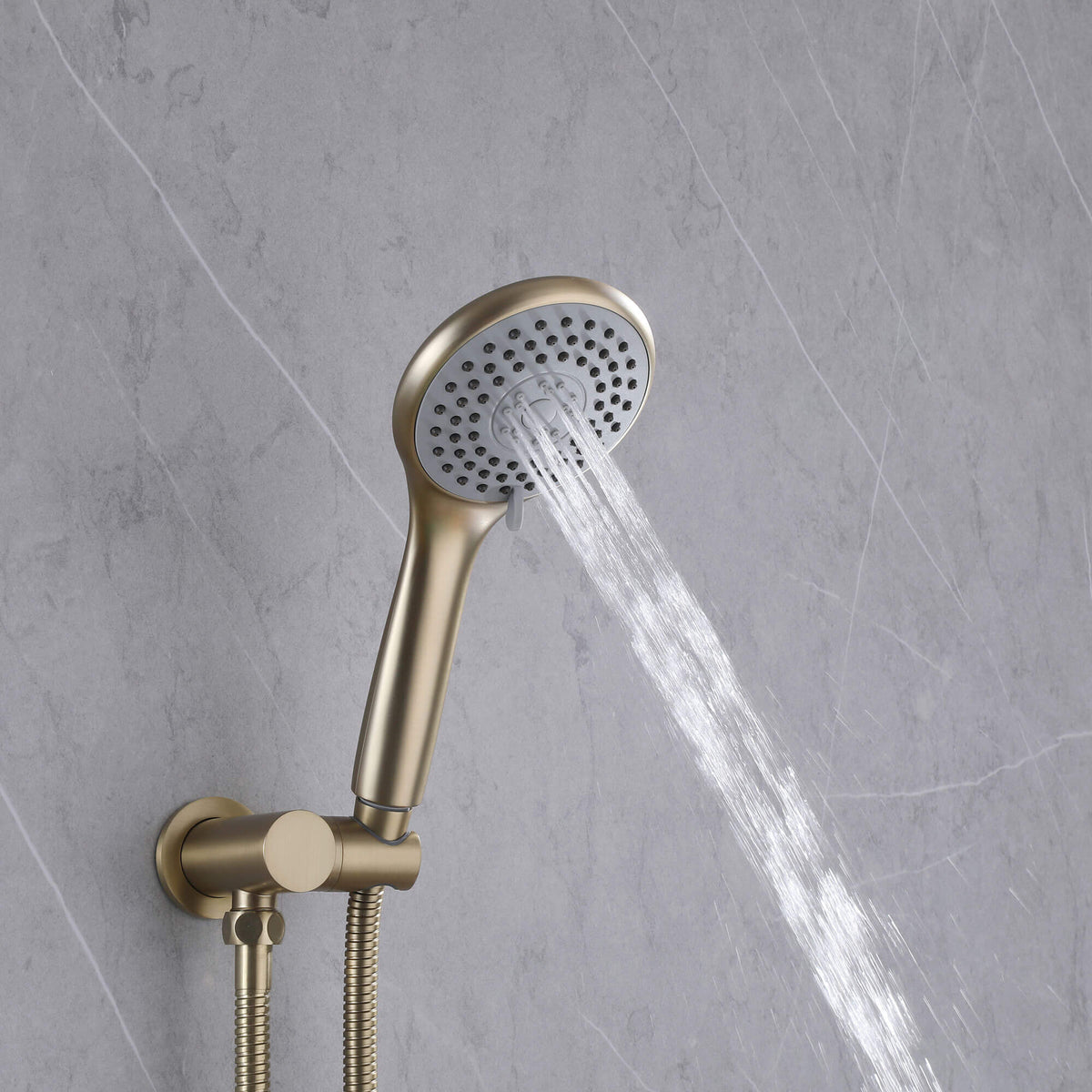 3-Function Round Rain Shower System with Handheld Shower & Tub Spout