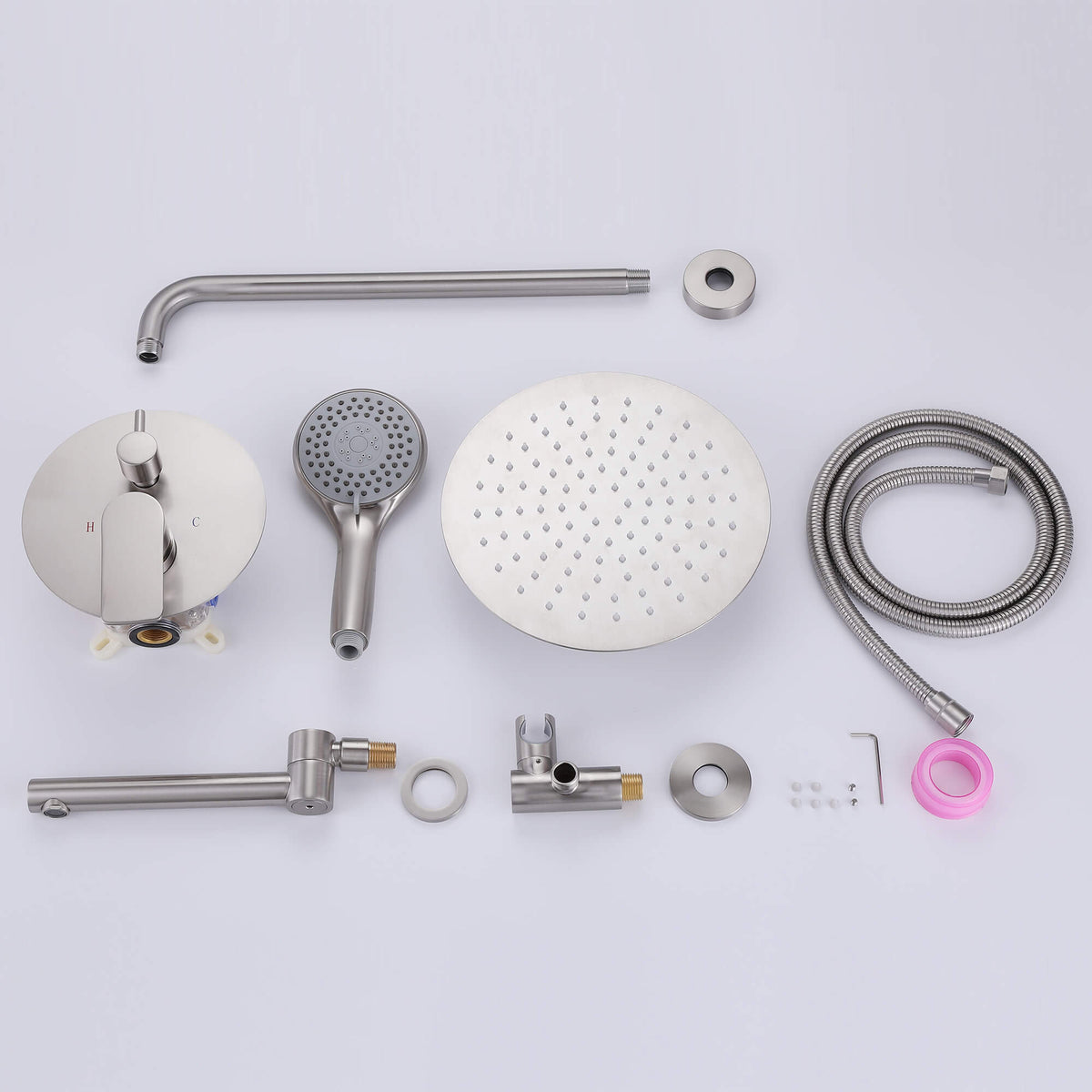 3-Function Round Rain Shower System with Handheld Shower & Tub Spout