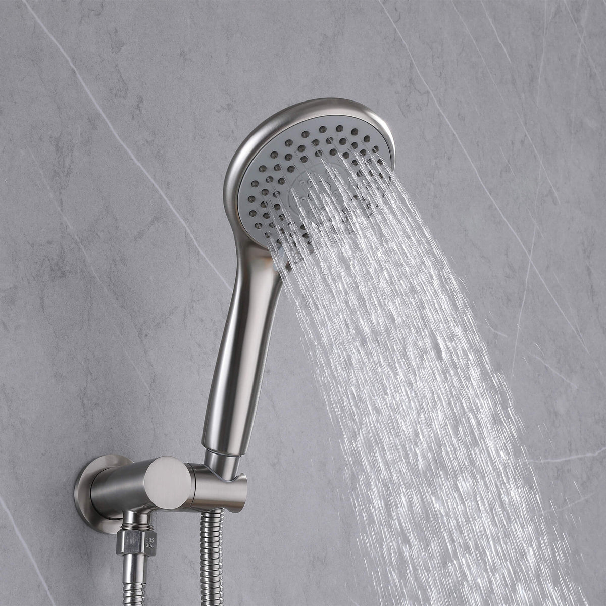 3-Function Round Rain Shower System with Handheld Shower & Tub Spout
