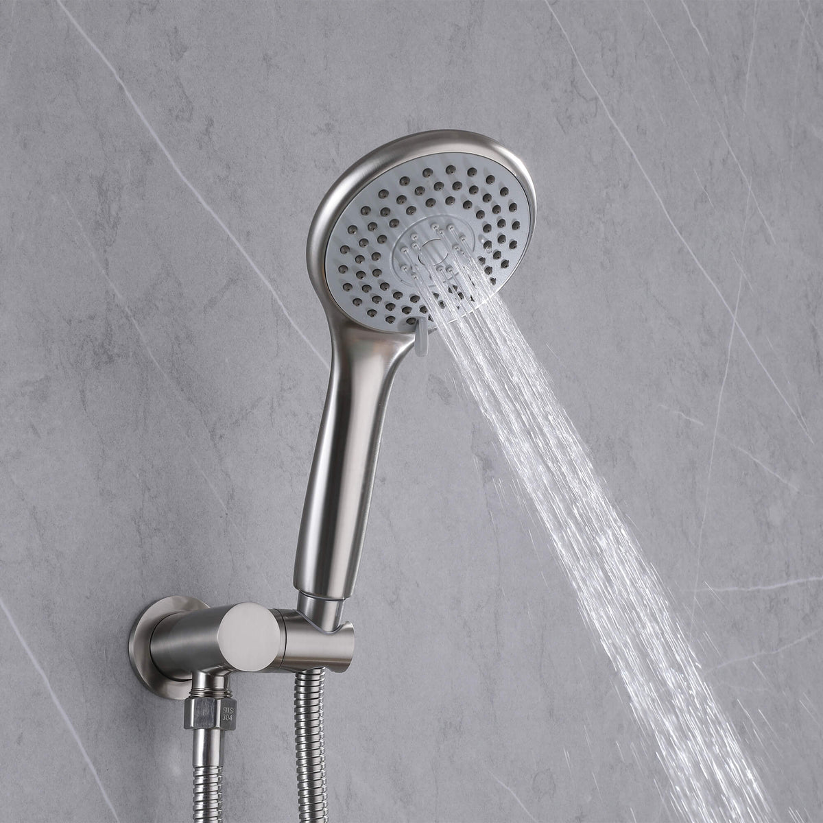 3-Function Round Rain Shower System with Handheld Shower & Tub Spout